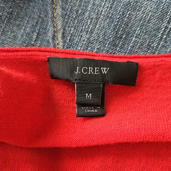 J. Crew 100% Merino Wool Cherry Red Buttery Soft Sweater Womens Size Medium - Picture 7 of 9